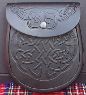 Black Leather Embossed Sporran
