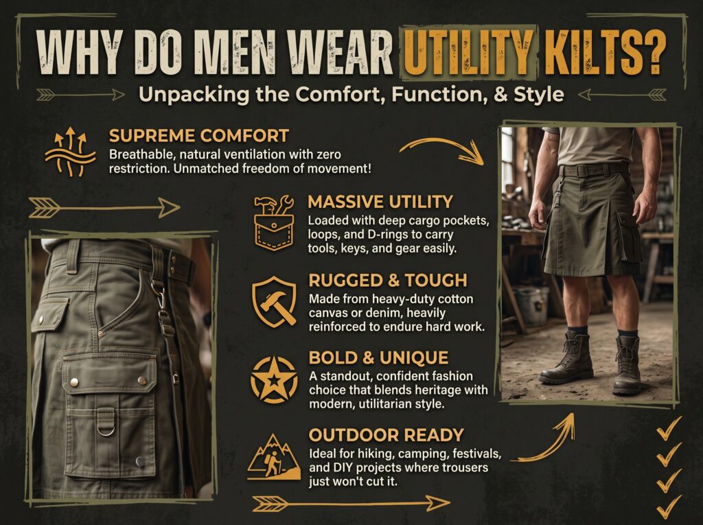 Why do men wear utility kilts?