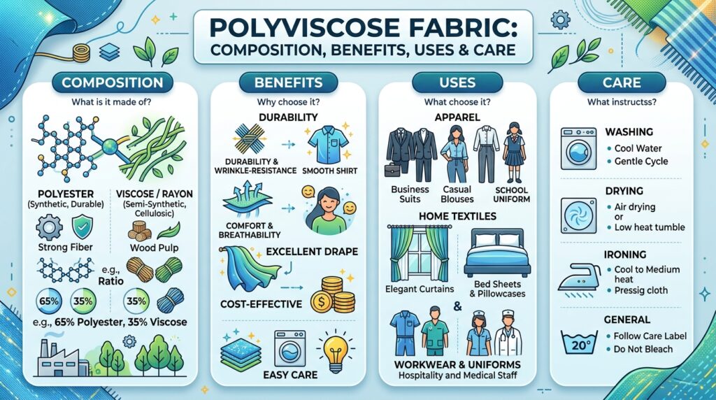 Polyviscose Fabric: Composition, Benefits, Uses & Care