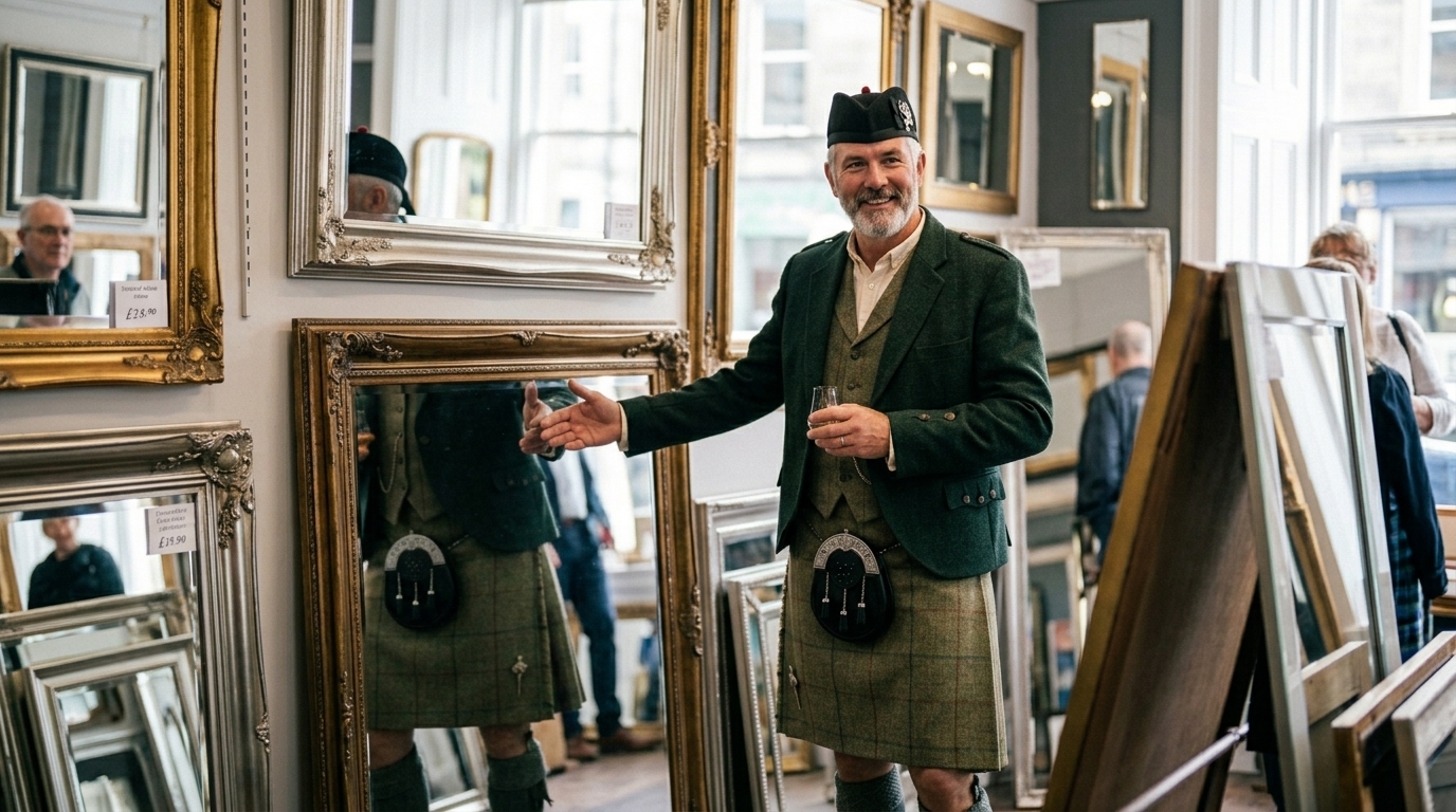 Custom-made tweed kilt for weddings