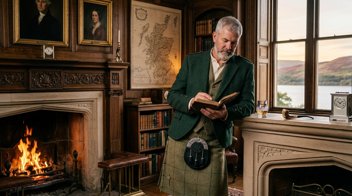Traditional Scottish Harris Tweed kilt