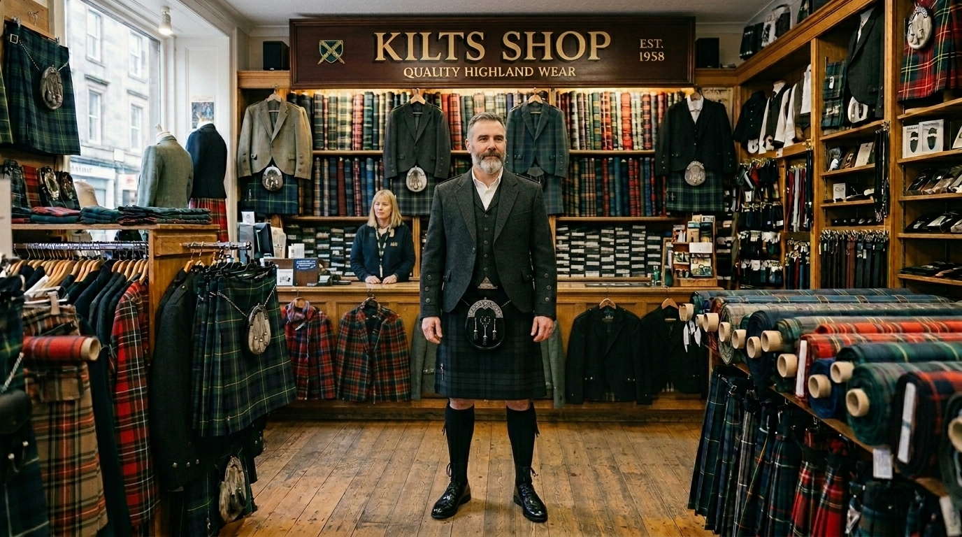 Handmade men traditional kilt in premium wool tartan fabric