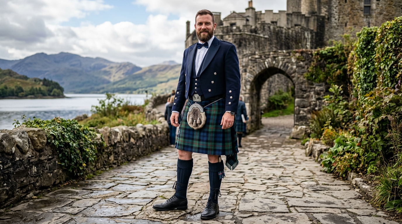 Mens Kilt Casual Boots with Scottish Kilt