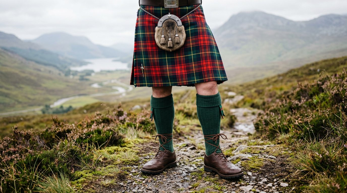Brown Mens Kilt Casual Boots