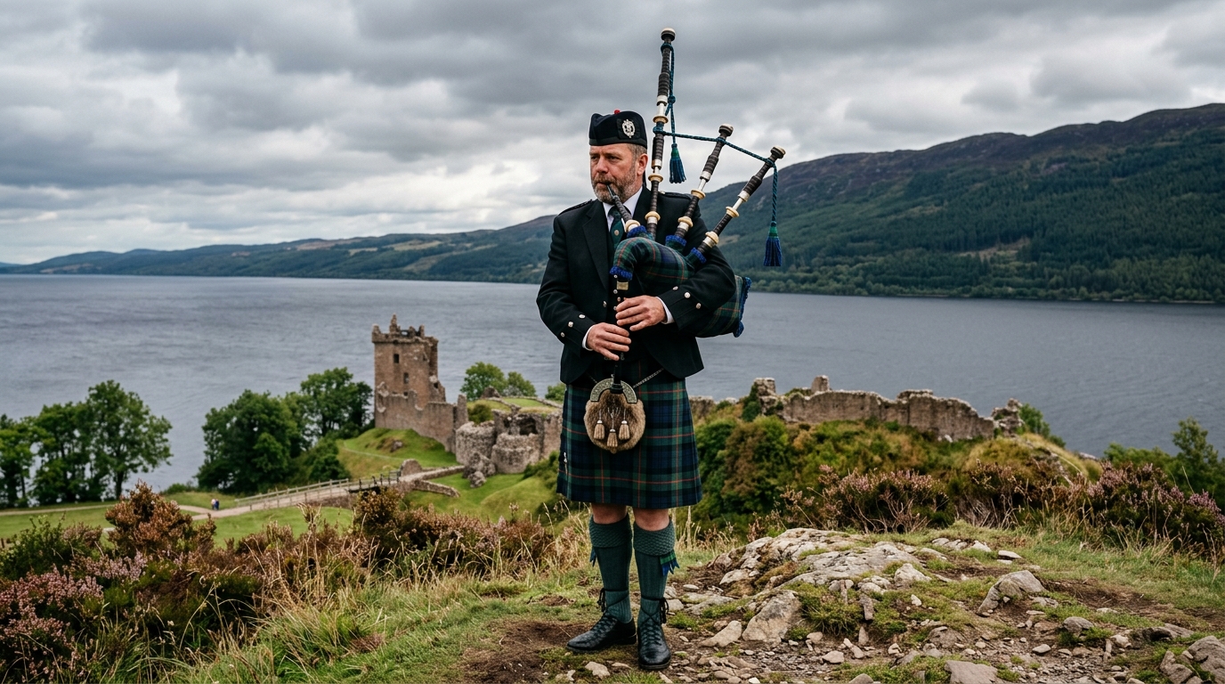 Wooden Scottish bagpipe instrument