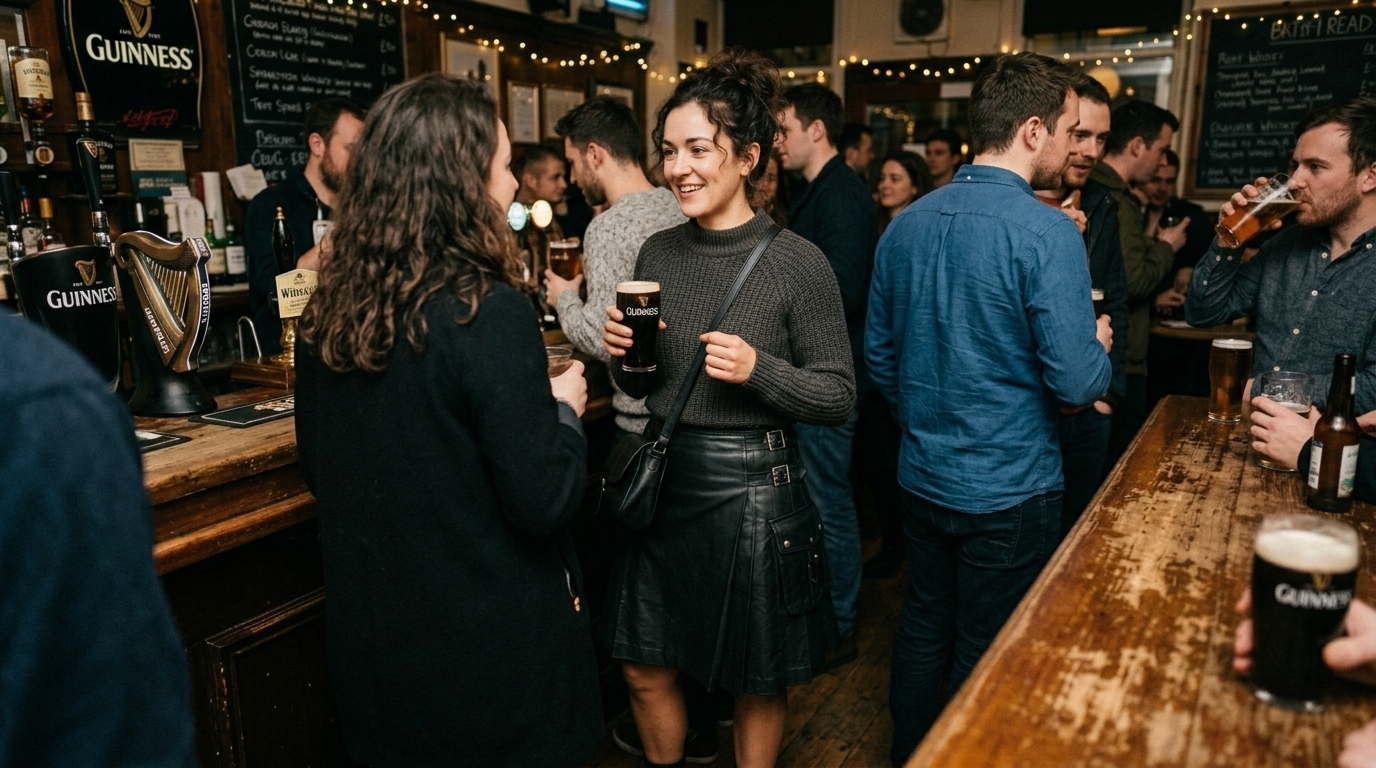 Black leather kilt for women