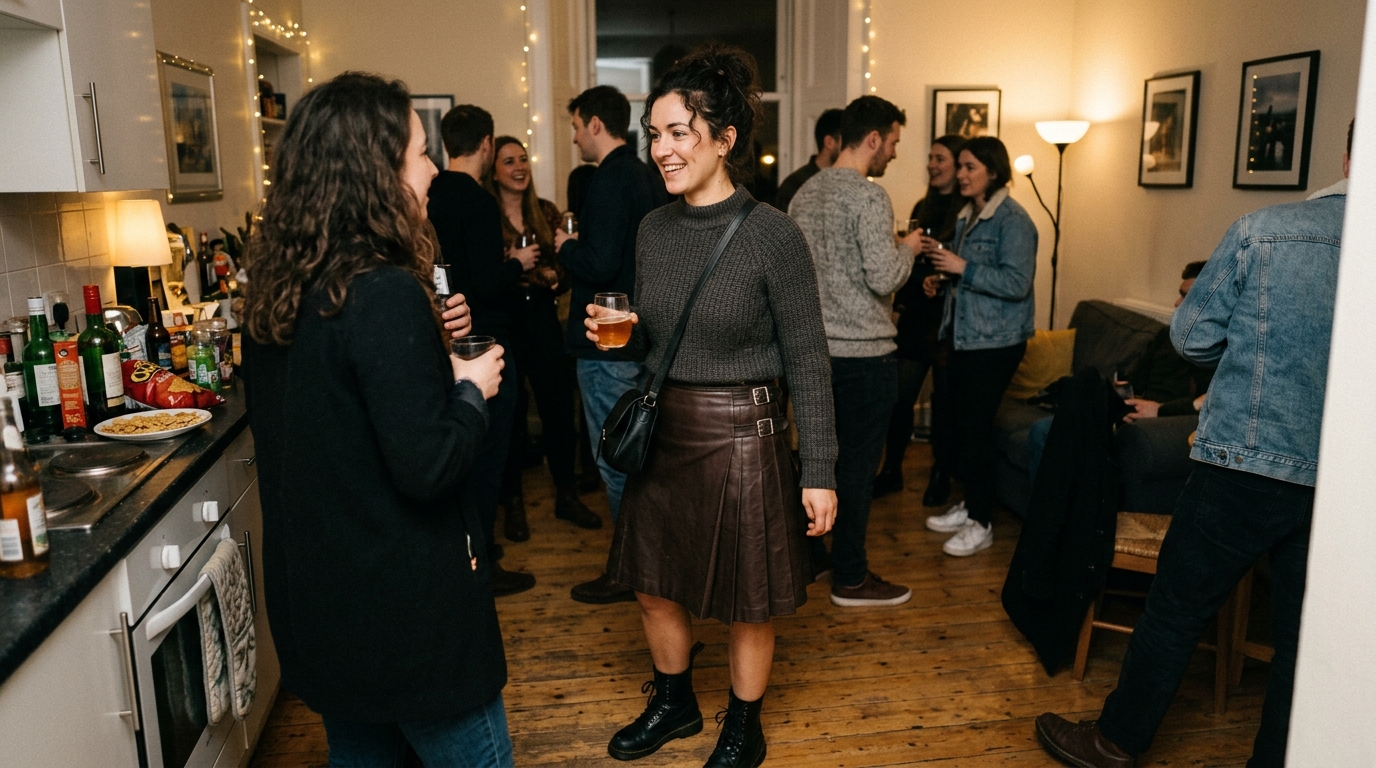 Genuine leather kilt for women side view
