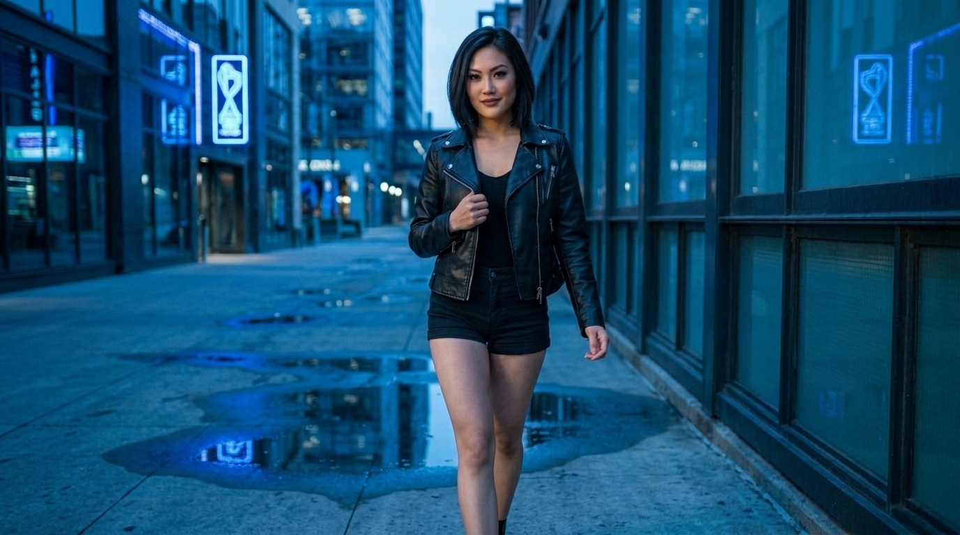 Women’s moto leather jacket in genuine leather
