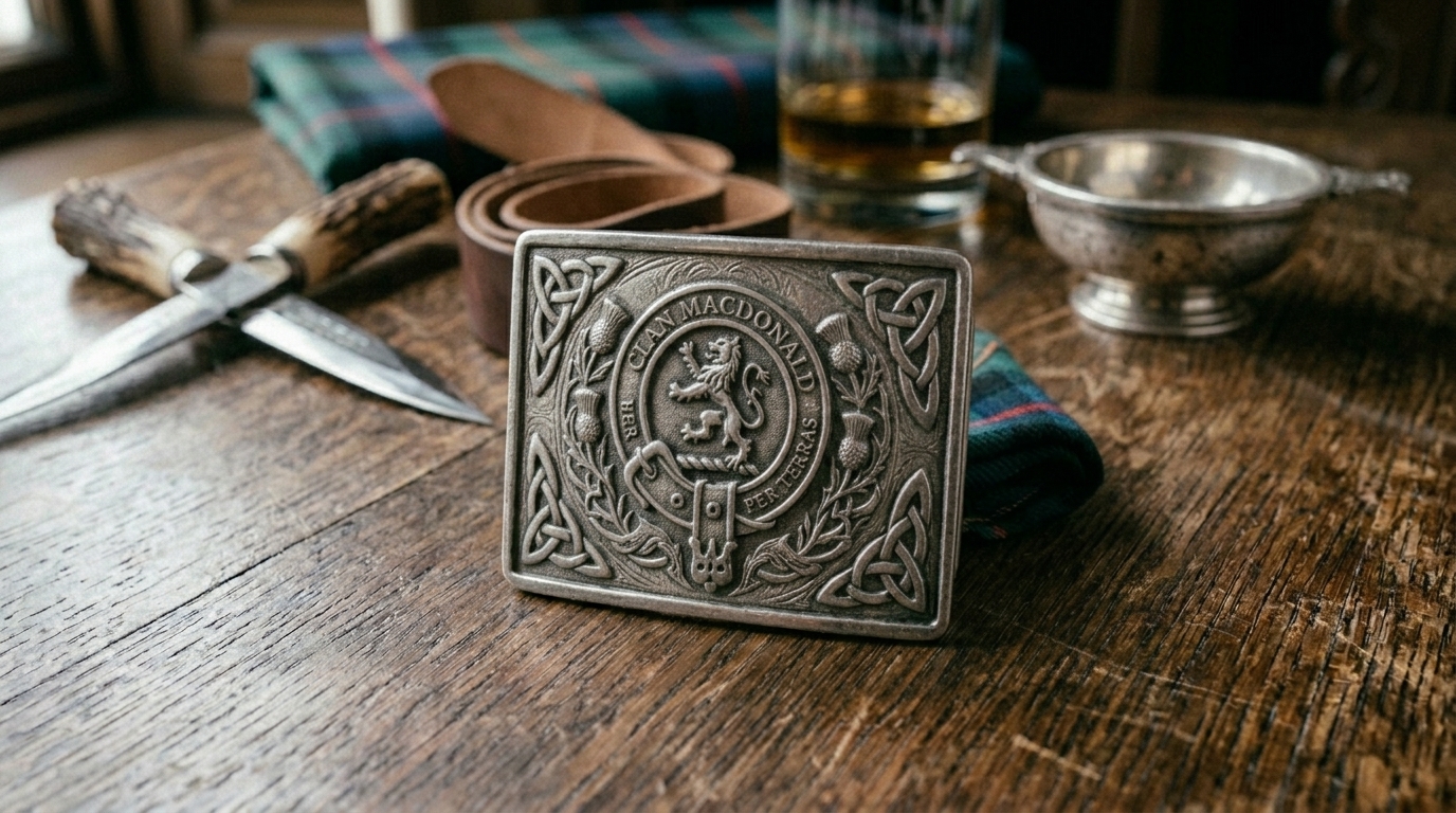 Celtic knot kilt buckle for Scottish Highland wear