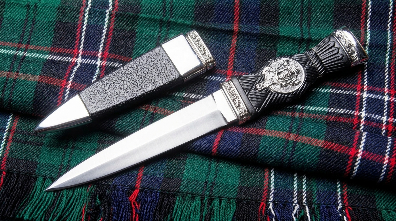 Celtic Engraved Sgian Dubh for Highland Dress