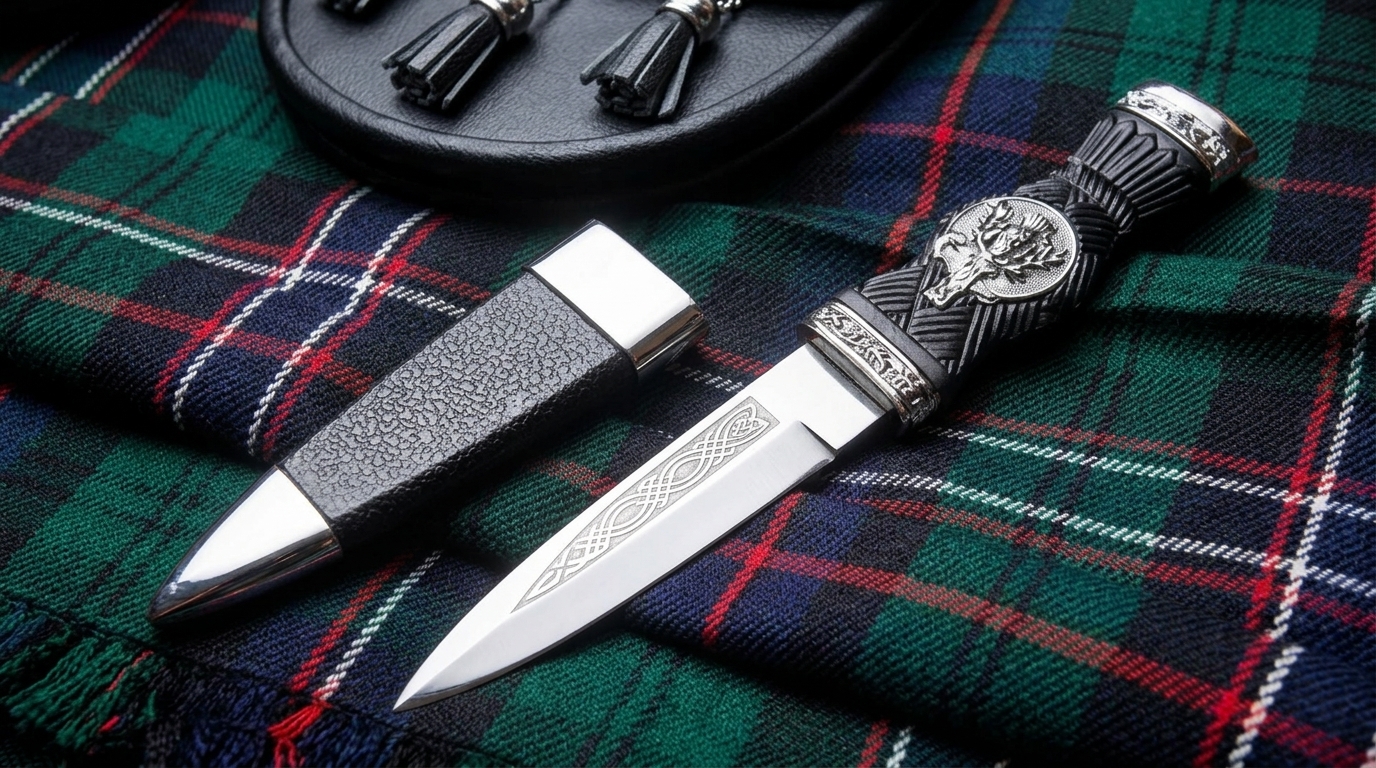 Black Handle Sgian Dubh with Stainless Steel Blade