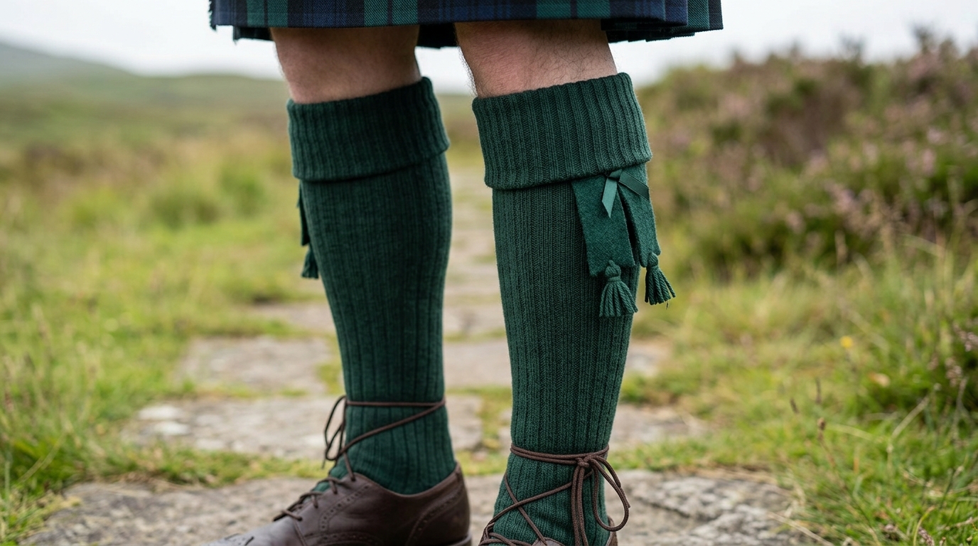 Men’s Scottish kilt socks in green color