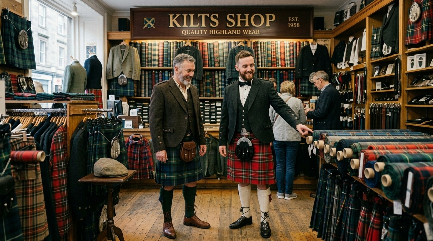 Royal Stewart tartan kilt for men – classic red plaid kilt for weddings and events USA