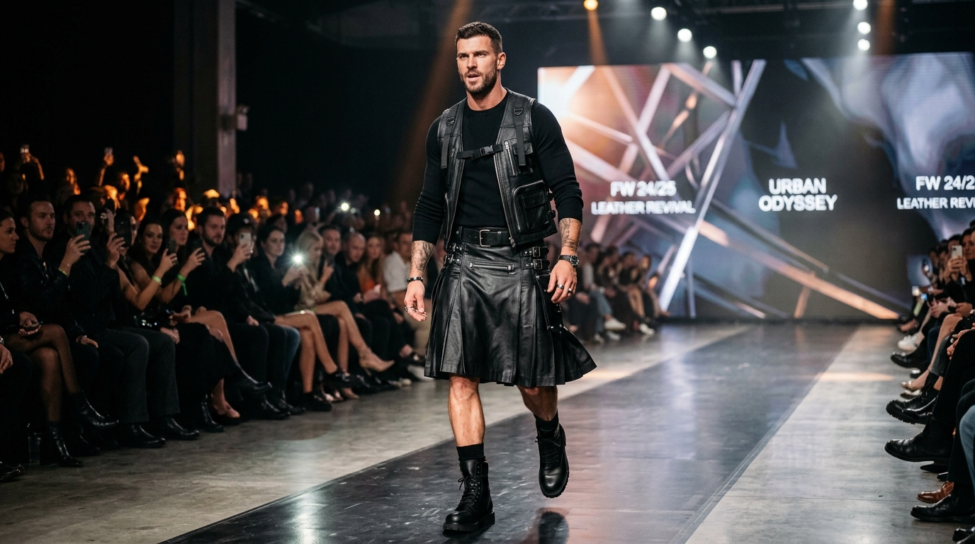 Premium Black Utility Kilt with Cargo Pockets