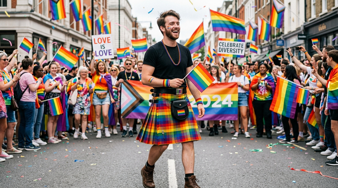 Custom Rainbow Tartan Kilt