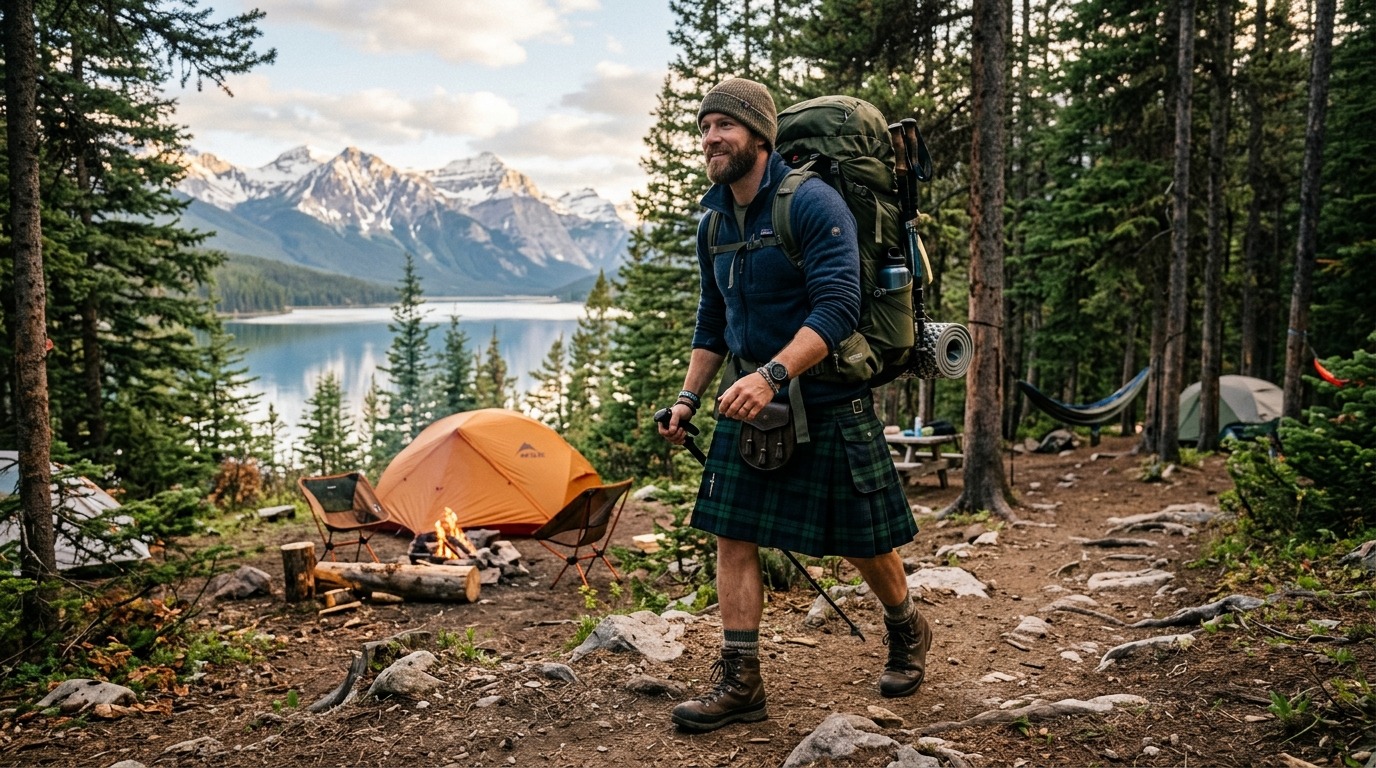 Lightweight Hiking Kilt for Men with Utility Pockets