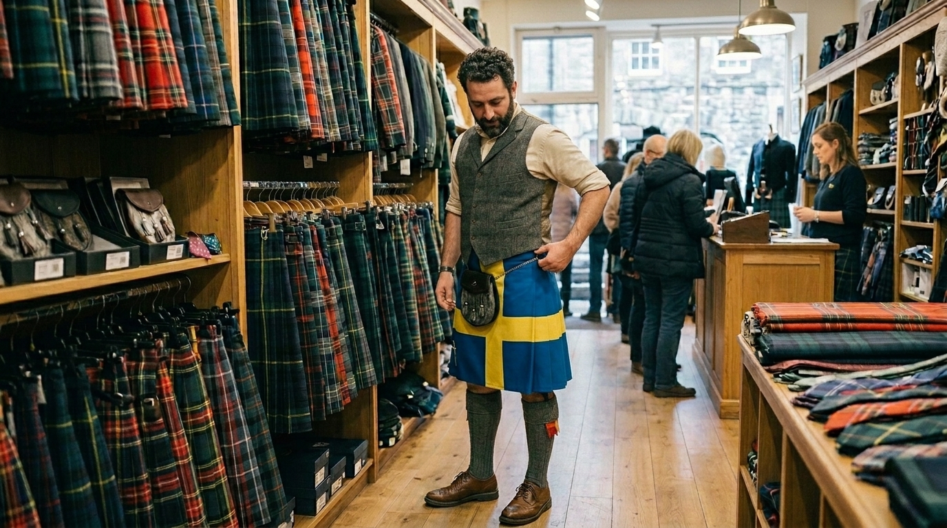 Hybrid flag kilt with adjustable straps and pockets