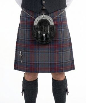Gray Stewart Tartan PolyViscose Kilt front view