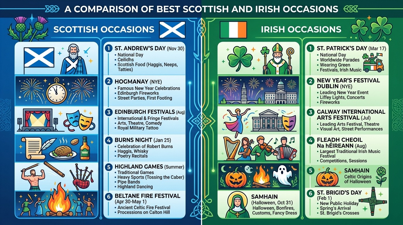 Scottish vs Irish tartan kilts occasion