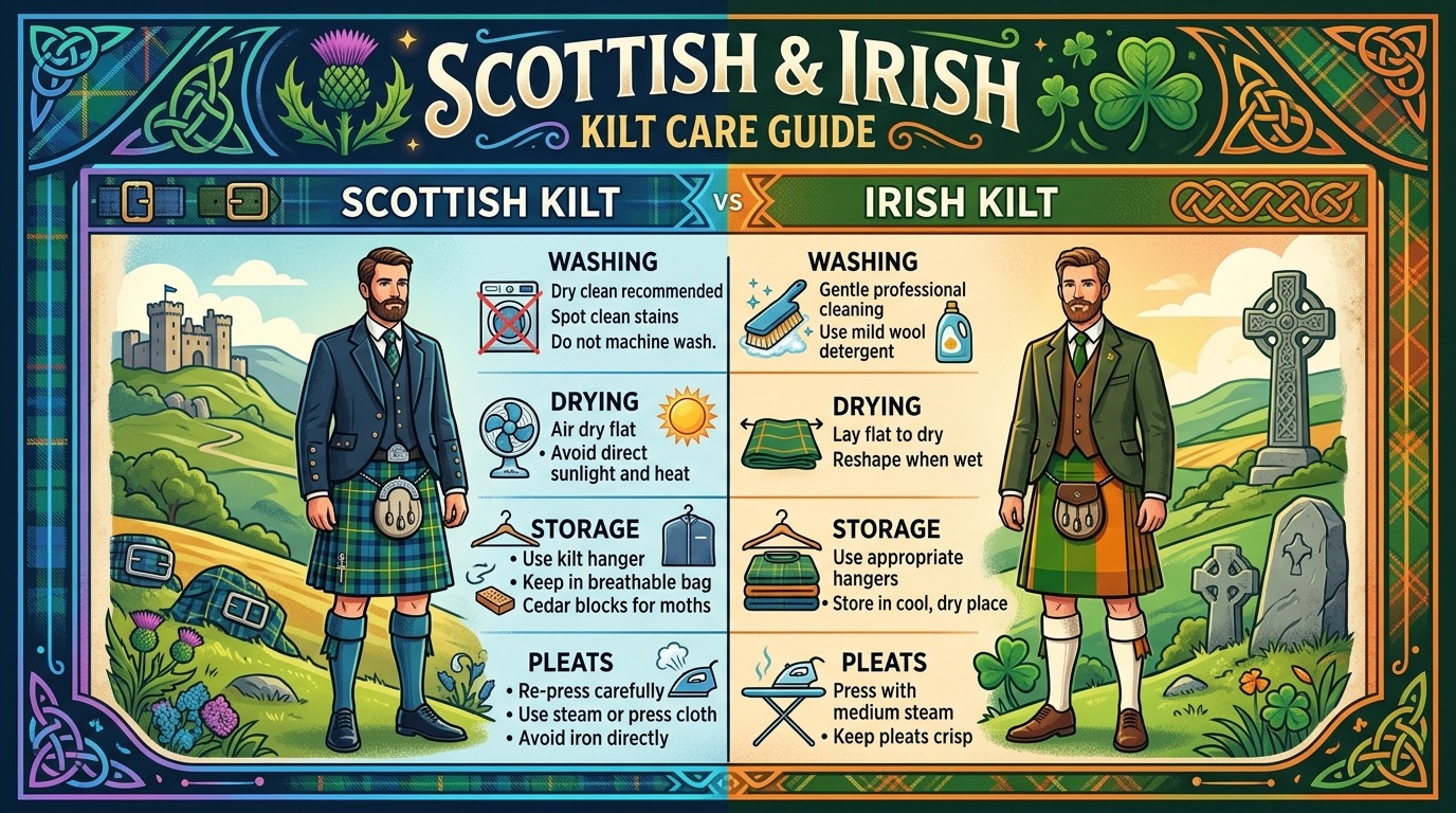Scottish vs Irish kilt care guide